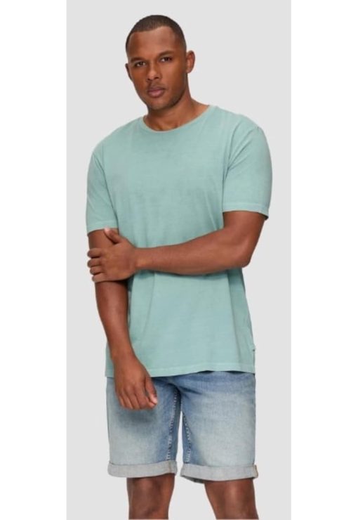 Tricou barbati din bumbac cu decolteu la baza gatului - Verde deschis-BARBATI/IMBRACAMINTE/Tricouri si maiouri-IMBRACAMINTE/Tricouri si maiouri