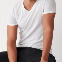 Tricou bumbac barbati cu decolteu in V Cotonella GU033 0001-BARBATI