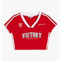 Tricou crop cu decolteu in V-FEMEI/IMBRACAMINTE/Tricouri si maiouri-IMBRACAMINTE/Tricouri si maiouri