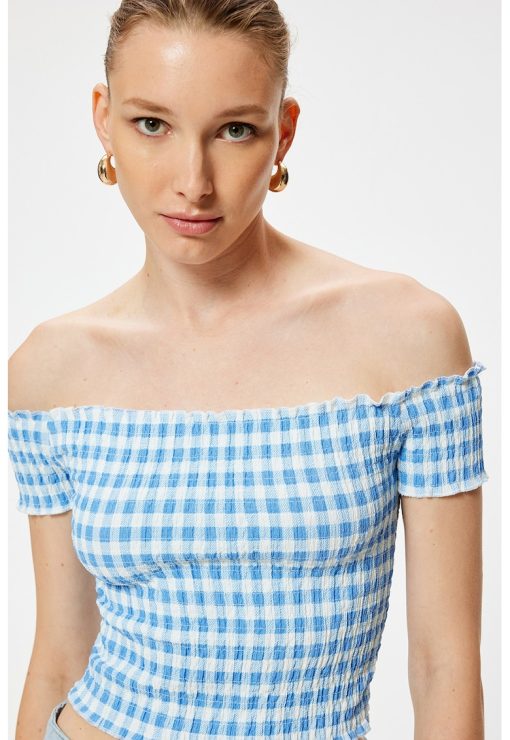 Tricou crop cu decolteu pe umeri-FEMEI/IMBRACAMINTE/Tricouri si maiouri-IMBRACAMINTE/Tricouri si maiouri