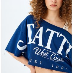 Tricou crop cu imprimeu text-FEMEI/IMBRACAMINTE/Tricouri si maiouri-IMBRACAMINTE/Tricouri si maiouri