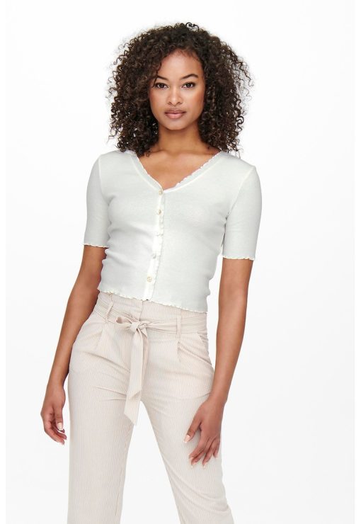 Tricou crop cu nasturi-FEMEI/IMBRACAMINTE/Tricouri si maiouri-IMBRACAMINTE/Tricouri si maiouri