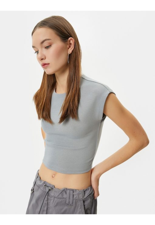 Tricou crop slim fit-FEMEI/IMBRACAMINTE/Tricouri si maiouri-IMBRACAMINTE/Tricouri si maiouri