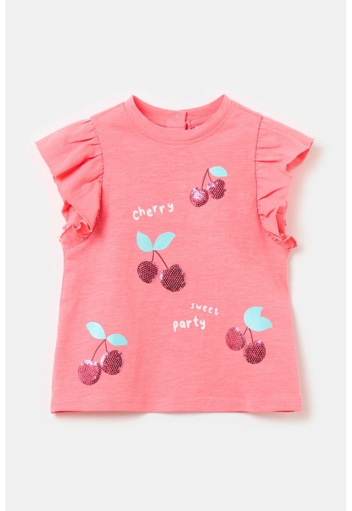 Tricou cu aplicatii de paiete-FETE/IMBRACAMINTE/Tricouri si maiouri-IMBRACAMINTE/Tricouri si maiouri