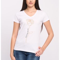 Tricou cu decolteu in V si imprimeu-FEMEI/IMBRACAMINTE/Tricouri si maiouri-IMBRACAMINTE/Tricouri si maiouri