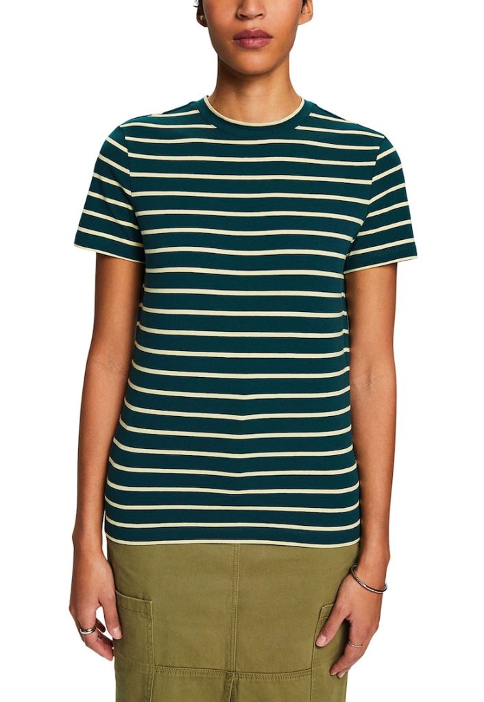 Tricou cu decolteu la baza gatului si dungi-FEMEI/IMBRACAMINTE/Tricouri si maiouri-IMBRACAMINTE/Tricouri si maiouri