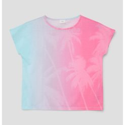 Tricou cu decolteu la baza gatului si imprimeu-FETE/IMBRACAMINTE/Tricouri si maiouri-IMBRACAMINTE/Tricouri si maiouri