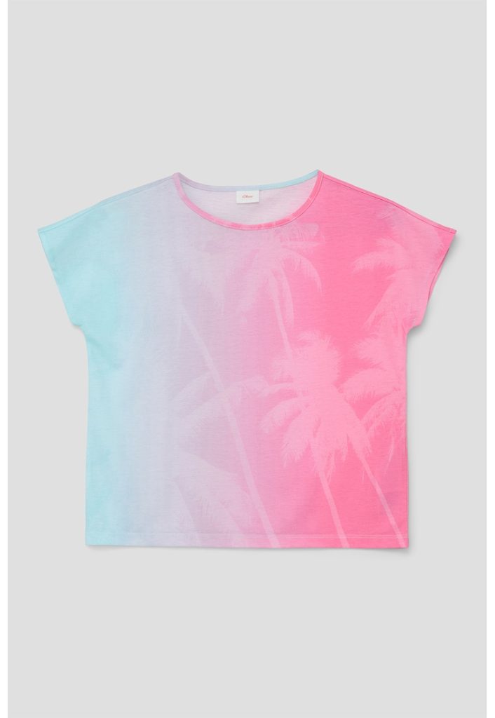 Tricou cu decolteu la baza gatului si imprimeu-FETE/IMBRACAMINTE/Tricouri si maiouri-IMBRACAMINTE/Tricouri si maiouri