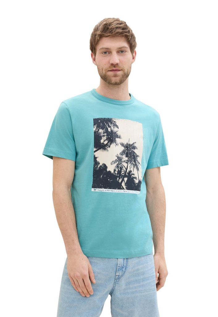Tricou cu decolteu la baza gatului si imprimeu-BARBATI/IMBRACAMINTE/Tricouri si maiouri-IMBRACAMINTE/Tricouri si maiouri