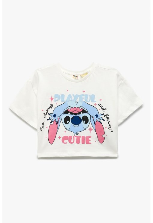Tricou cu decolteu la baza gatului si imprimeu cu desene-FETE/IMBRACAMINTE/Tricouri si maiouri-IMBRACAMINTE/Tricouri si maiouri