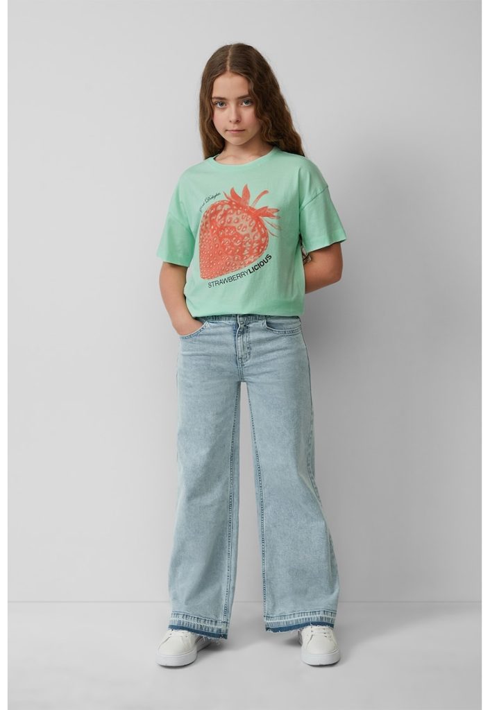 Tricou cu decolteu la baza gatului si imprimeu cu fructe-FETE/IMBRACAMINTE/Tricouri si maiouri-IMBRACAMINTE/Tricouri si maiouri