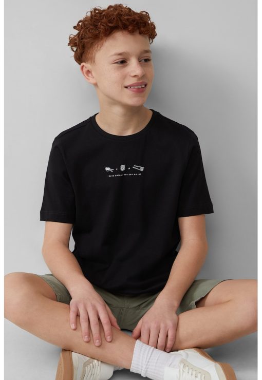 Tricou cu decolteu la baza gatului si imprimeu discret-BAIETI/IMBRACAMINTE/Tricouri si maiouri-IMBRACAMINTE/Tricouri si maiouri