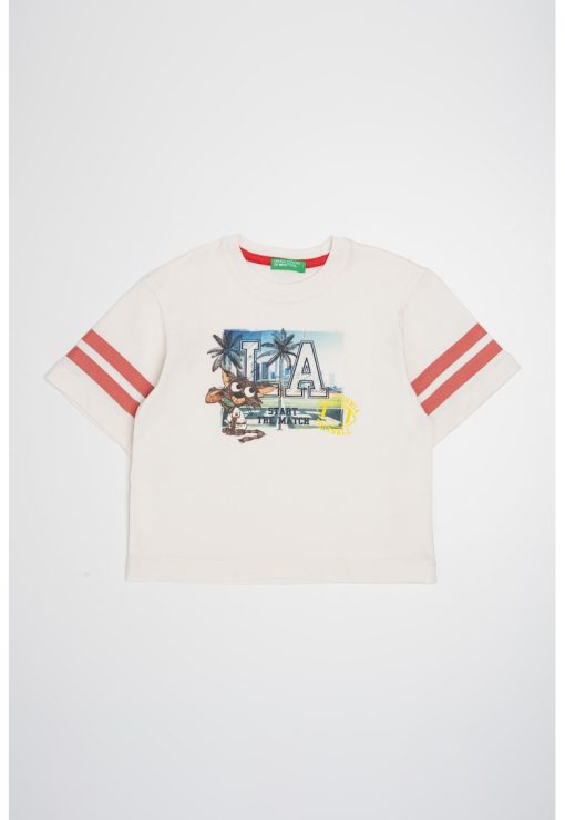 Tricou cu decolteu la baza gatului si imprimeu grafic-BAIETI/IMBRACAMINTE/Tricouri si maiouri-IMBRACAMINTE/Tricouri si maiouri