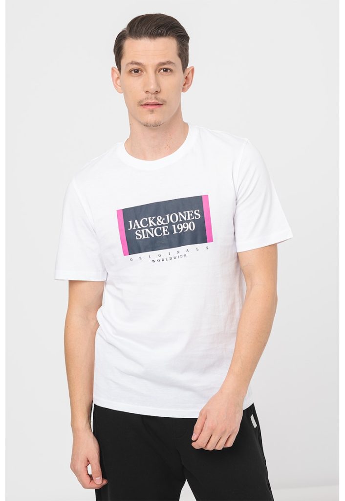 Tricou cu decolteu la baza gatului si imprimeu logo-BARBATI/IMBRACAMINTE/Tricouri si maiouri-IMBRACAMINTE/Tricouri si maiouri