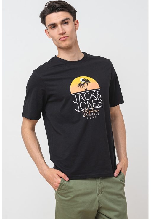 Tricou cu decolteu la baza gatului si imprimeu logo-BARBATI/IMBRACAMINTE/Tricouri si maiouri-IMBRACAMINTE/Tricouri si maiouri