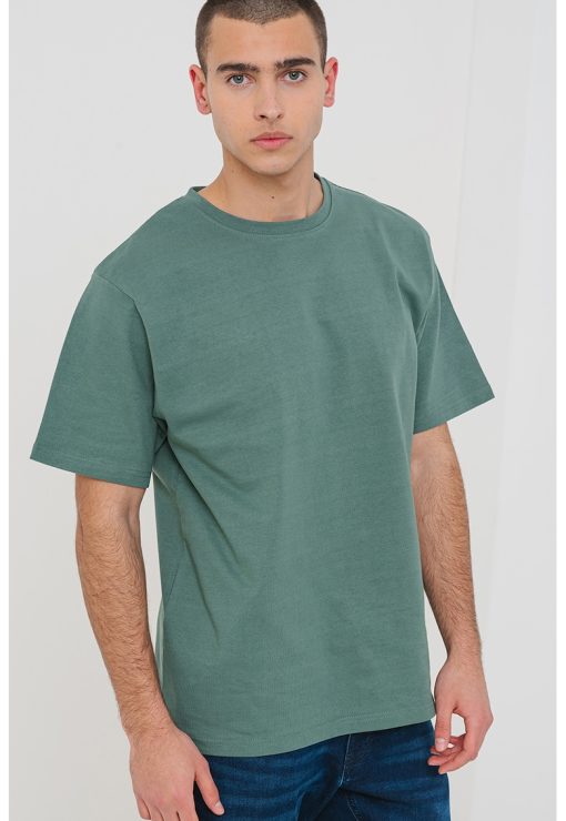 Tricou cu decolteu la baza gatului si imprimeu text-BARBATI/IMBRACAMINTE/Tricouri si maiouri-IMBRACAMINTE/Tricouri si maiouri
