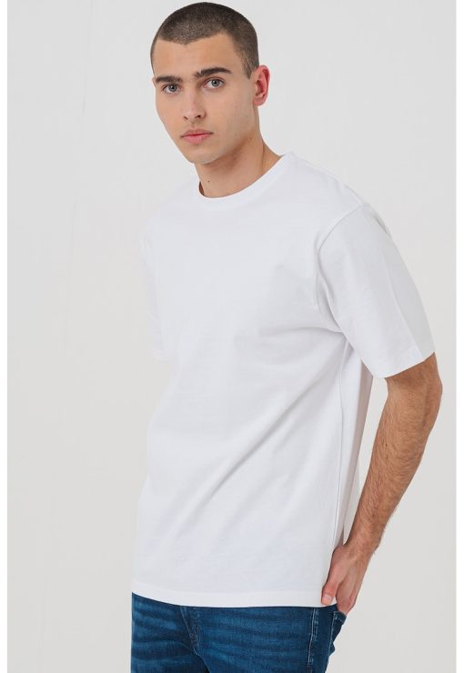 Tricou cu decolteu la baza gatului si imprimeu text-BARBATI/IMBRACAMINTE/Tricouri si maiouri-IMBRACAMINTE/Tricouri si maiouri
