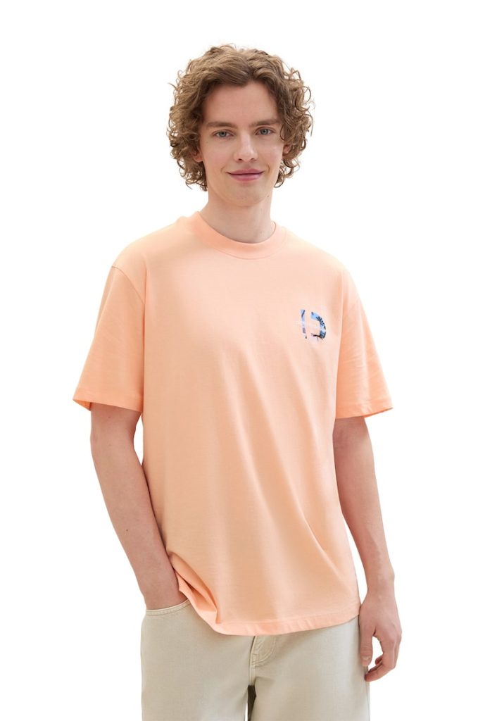 Tricou cu decolteu la baza gatului si imprimeu tropical pe spate-BARBATI/IMBRACAMINTE/Tricouri si maiouri-IMBRACAMINTE/Tricouri si maiouri