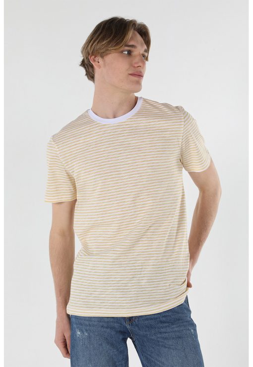 Tricou cu decolteu la baza gatului si model in dungi-BARBATI/IMBRACAMINTE/Tricouri si maiouri-IMBRACAMINTE/Tricouri si maiouri