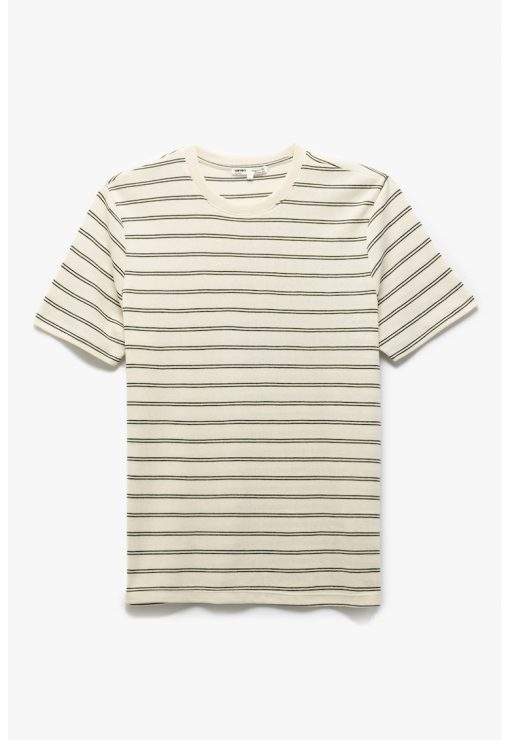 Tricou cu decolteu la baza gatului si model in dungi-BARBATI/IMBRACAMINTE/Tricouri si maiouri-IMBRACAMINTE/Tricouri si maiouri