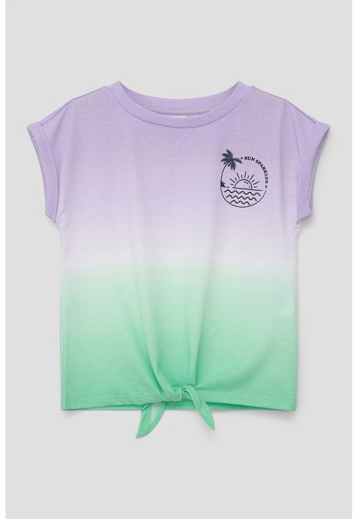 Tricou cu decolteu la baza gatului si nod frontal-FETE/IMBRACAMINTE/Tricouri si maiouri-IMBRACAMINTE/Tricouri si maiouri