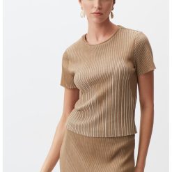 Tricou cu decolteu la baza gatului si striatii-FEMEI/IMBRACAMINTE/Tricouri si maiouri-IMBRACAMINTE/Tricouri si maiouri