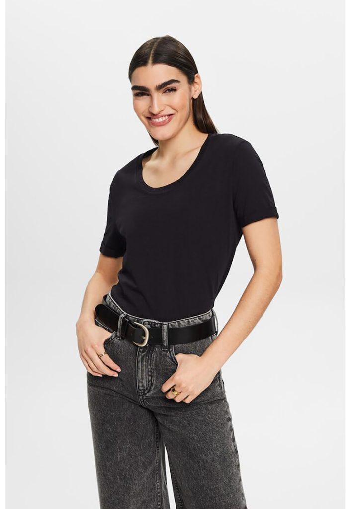 Tricou cu decolteu rotund-FEMEI/IMBRACAMINTE/Tricouri si maiouri-IMBRACAMINTE/Tricouri si maiouri