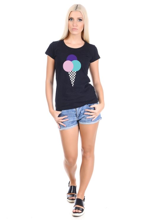 Tricou cu decolteu rotund si model grafic-FEMEI/IMBRACAMINTE/Tricouri si maiouri-IMBRACAMINTE/Tricouri si maiouri