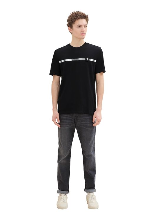 Tricou cu detaliu cu dungi-BARBATI/IMBRACAMINTE/Tricouri si maiouri-IMBRACAMINTE/Tricouri si maiouri