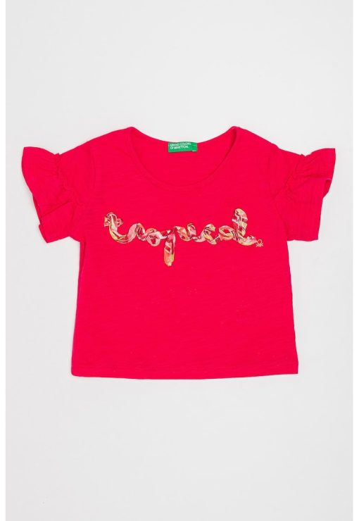Tricou cu detaliu text-FETE/IMBRACAMINTE/Tricouri si maiouri-IMBRACAMINTE/Tricouri si maiouri