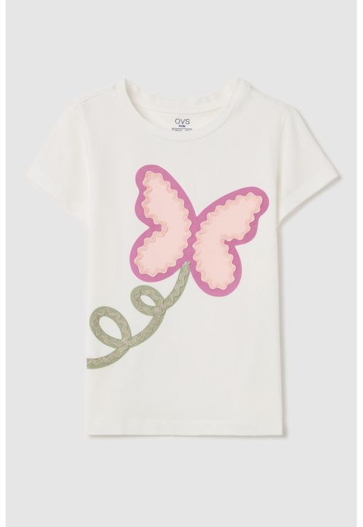 Tricou cu imprimeu cu fluturi-FETE/IMBRACAMINTE/Tricouri si maiouri-IMBRACAMINTE/Tricouri si maiouri