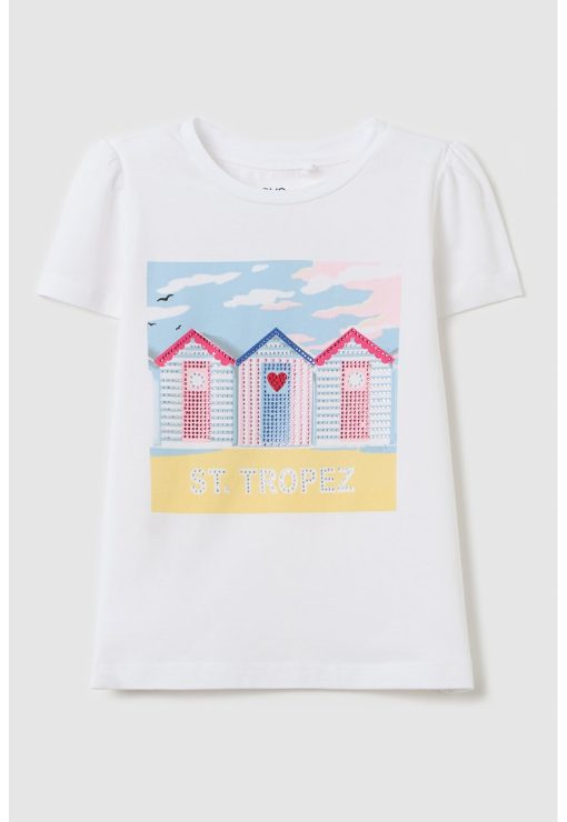 Tricou cu imprimeu grafic si strasuri-FETE/IMBRACAMINTE/Tricouri si maiouri-IMBRACAMINTE/Tricouri si maiouri