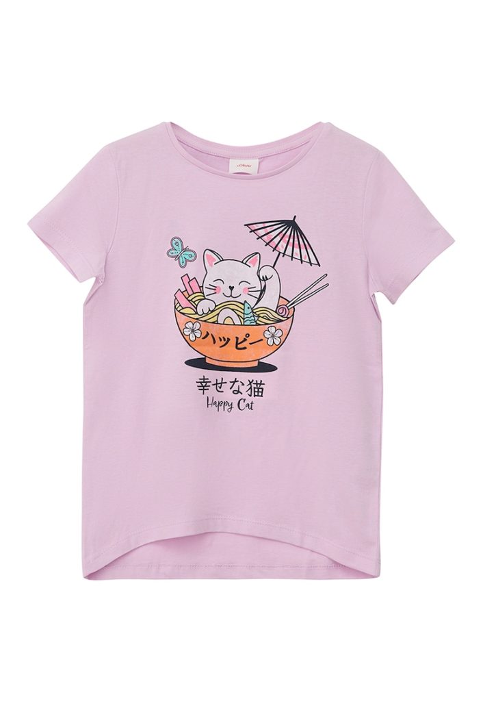 Tricou cu imprimeu si decolteu la baza gatului-FETE/IMBRACAMINTE/Tricouri si maiouri-IMBRACAMINTE/Tricouri si maiouri