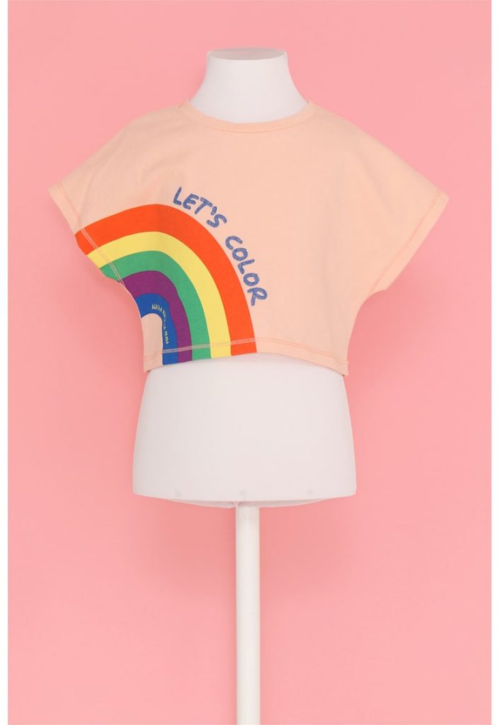 Tricou cu imprimeu si maneci tip aripioara-FETE/IMBRACAMINTE/Tricouri si maiouri-IMBRACAMINTE/Tricouri si maiouri