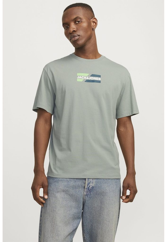 Tricou cu logo si decolteu la baza gatului-BARBATI/IMBRACAMINTE/Tricouri si maiouri-IMBRACAMINTE/Tricouri si maiouri