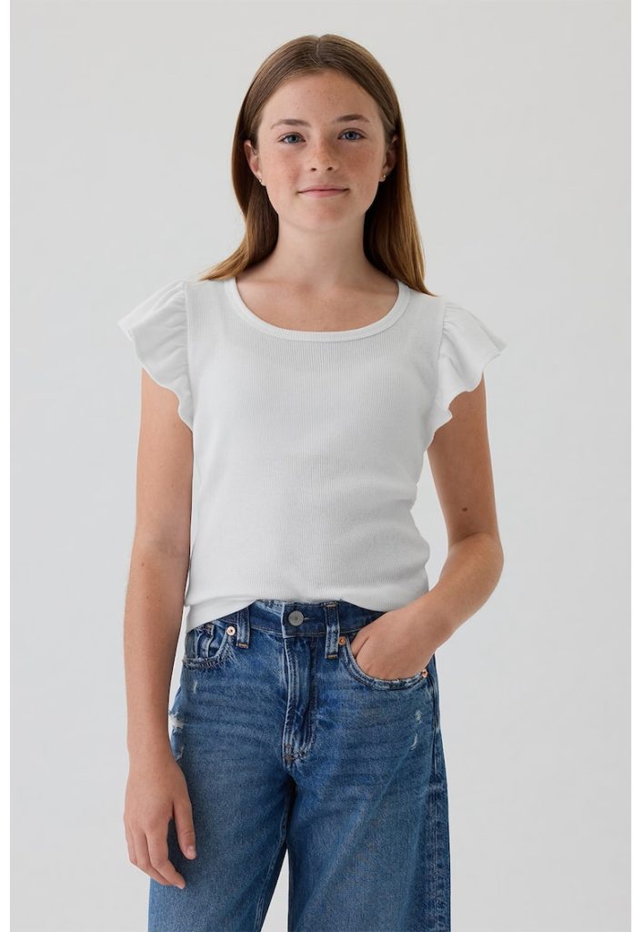 Tricou cu striatii si maneci cu volane-FETE/IMBRACAMINTE/Tricouri si maiouri-IMBRACAMINTE/Tricouri si maiouri