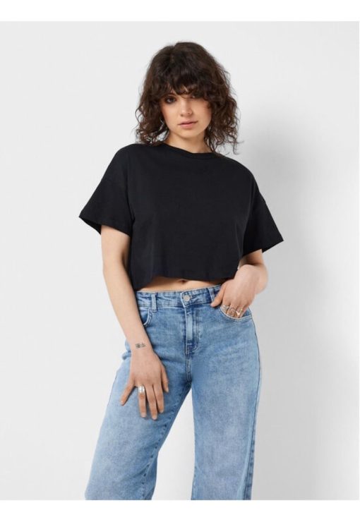 Tricou dama -  483296 - Negru - Bumbac --FEMEI/IMBRACAMINTE/Tricouri si maiouri-IMBRACAMINTE/Tricouri si maiouri