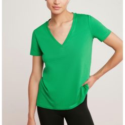 Tricou de bumbac cu decolteu in V-FEMEI/IMBRACAMINTE/Tricouri si maiouri-IMBRACAMINTE/Tricouri si maiouri