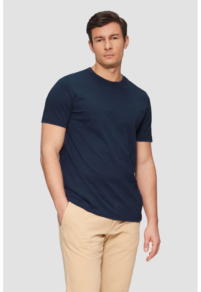Tricou de bumbac cu decolteu la baza gatului-BARBATI/IMBRACAMINTE/Tricouri si maiouri-IMBRACAMINTE/Tricouri si maiouri