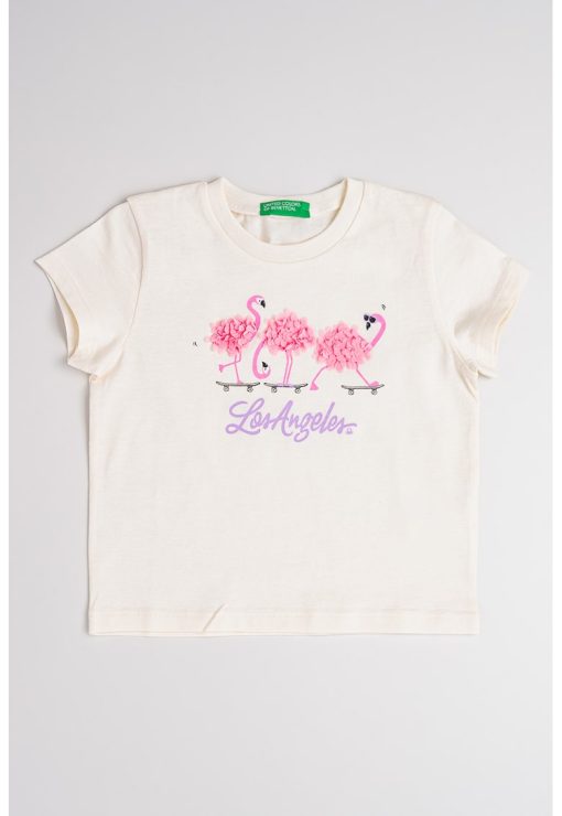 Tricou de bumbac cu decolteu la baza gatului-FETE/IMBRACAMINTE/Tricouri si maiouri-IMBRACAMINTE/Tricouri si maiouri