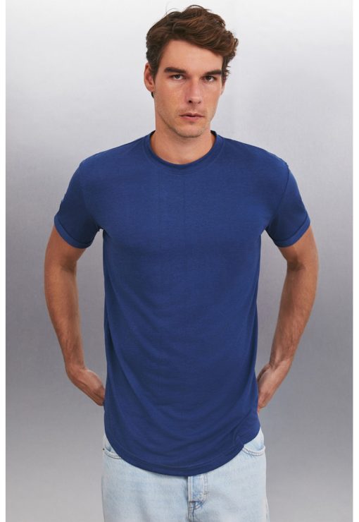 Tricou de bumbac cu decolteu la baza gatului-BARBATI/IMBRACAMINTE/Tricouri si maiouri-IMBRACAMINTE/Tricouri si maiouri