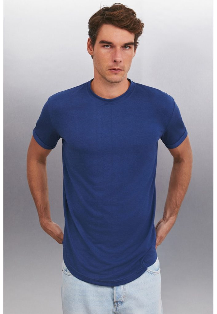 Tricou de bumbac cu decolteu la baza gatului-BARBATI/IMBRACAMINTE/Tricouri si maiouri-IMBRACAMINTE/Tricouri si maiouri