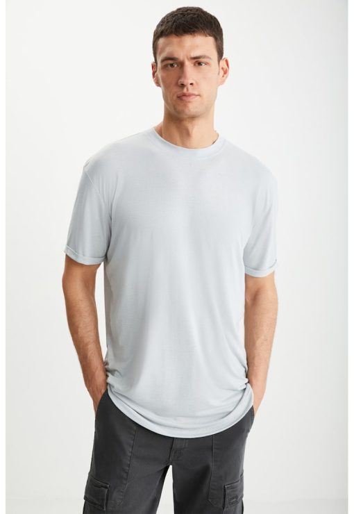 Tricou de bumbac cu decolteu la baza gatului-BARBATI/IMBRACAMINTE/Tricouri si maiouri-IMBRACAMINTE/Tricouri si maiouri