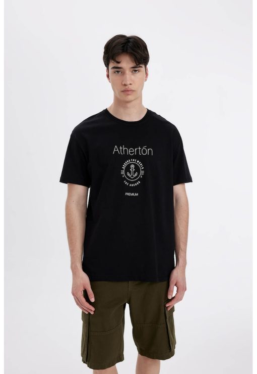 Tricou de bumbac cu decolteu la baza gatului-BARBATI/IMBRACAMINTE/Tricouri si maiouri-IMBRACAMINTE/Tricouri si maiouri