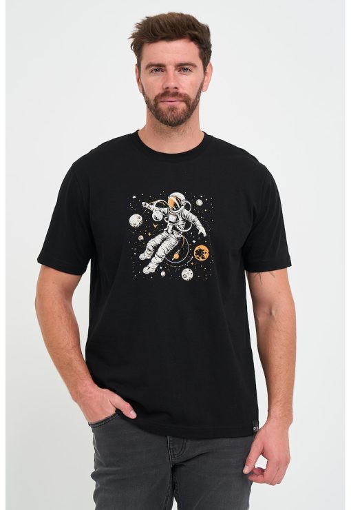 Tricou de bumbac cu decolteu la baza gatului-BARBATI/IMBRACAMINTE/Tricouri si maiouri-IMBRACAMINTE/Tricouri si maiouri