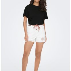 Tricou de bumbac cu decolteu la baza gatului-FEMEI/IMBRACAMINTE/Tricouri si maiouri-IMBRACAMINTE/Tricouri si maiouri