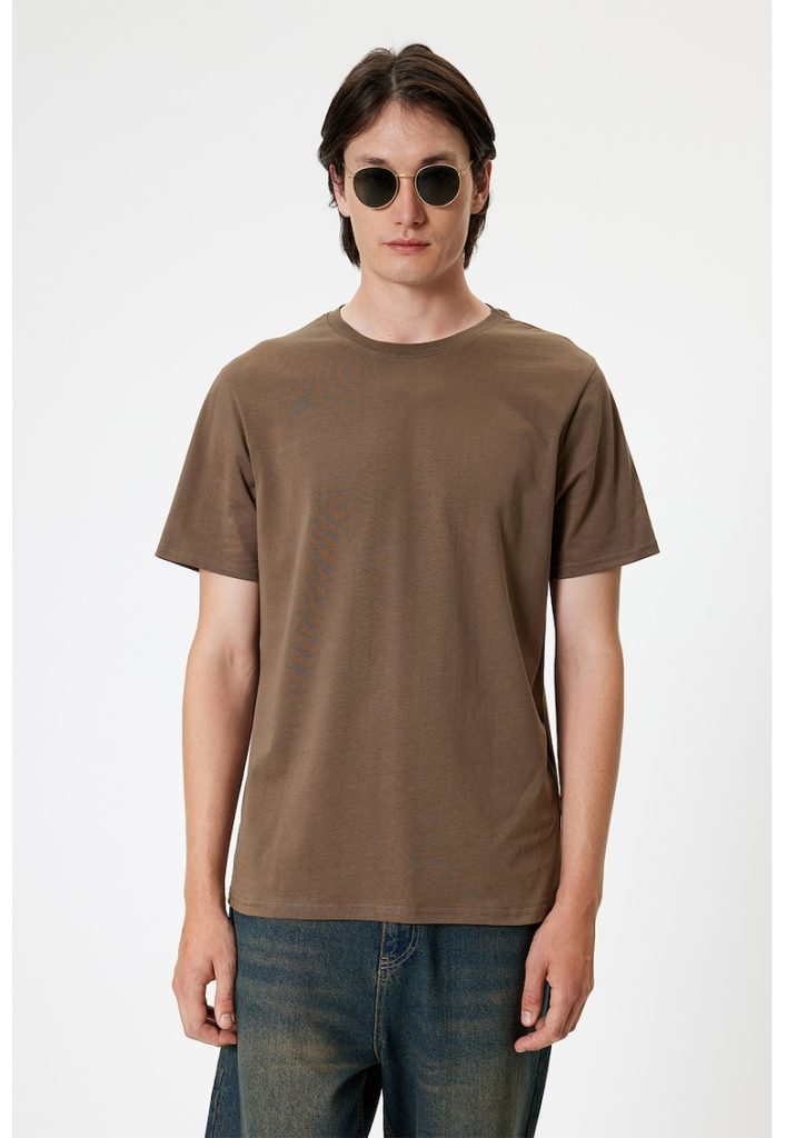 Tricou de bumbac cu decolteu la baza gatului-BARBATI/IMBRACAMINTE/Tricouri si maiouri-IMBRACAMINTE/Tricouri si maiouri