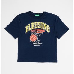 Tricou de bumbac cu decolteu la baza gatului si imprimeu-BAIETI/IMBRACAMINTE/Tricouri si maiouri-IMBRACAMINTE/Tricouri si maiouri