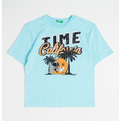 Tricou de bumbac cu decolteu la baza gatului si imprimeu-BAIETI/IMBRACAMINTE/Tricouri si maiouri-IMBRACAMINTE/Tricouri si maiouri