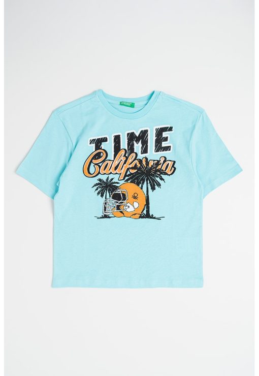 Tricou de bumbac cu decolteu la baza gatului si imprimeu-BAIETI/IMBRACAMINTE/Tricouri si maiouri-IMBRACAMINTE/Tricouri si maiouri